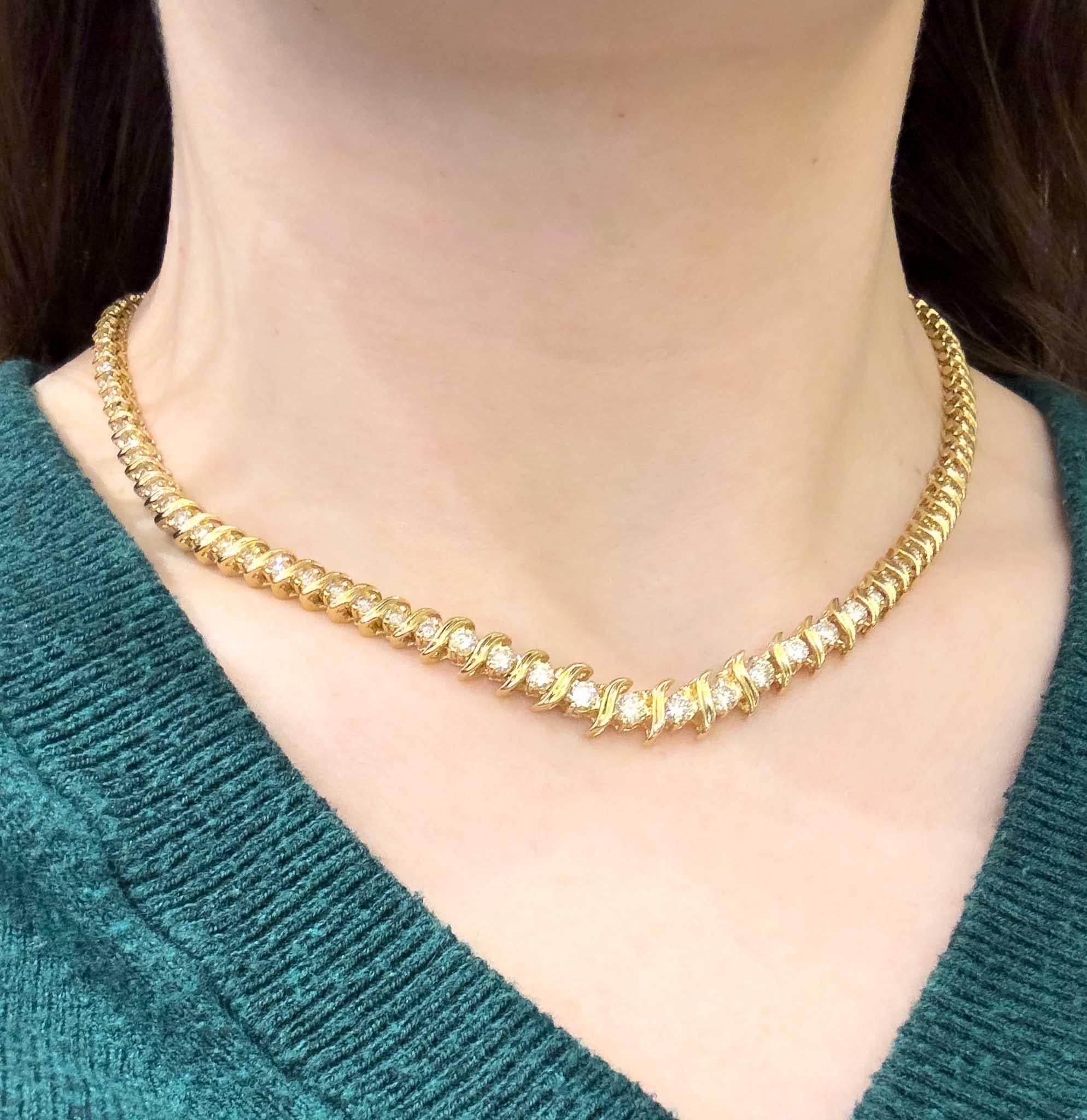 Diamond Tennis Necklace in 14k Yellow Gold 8