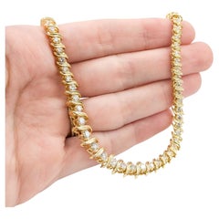 Collana Tennis con diamanti in oro giallo 14k