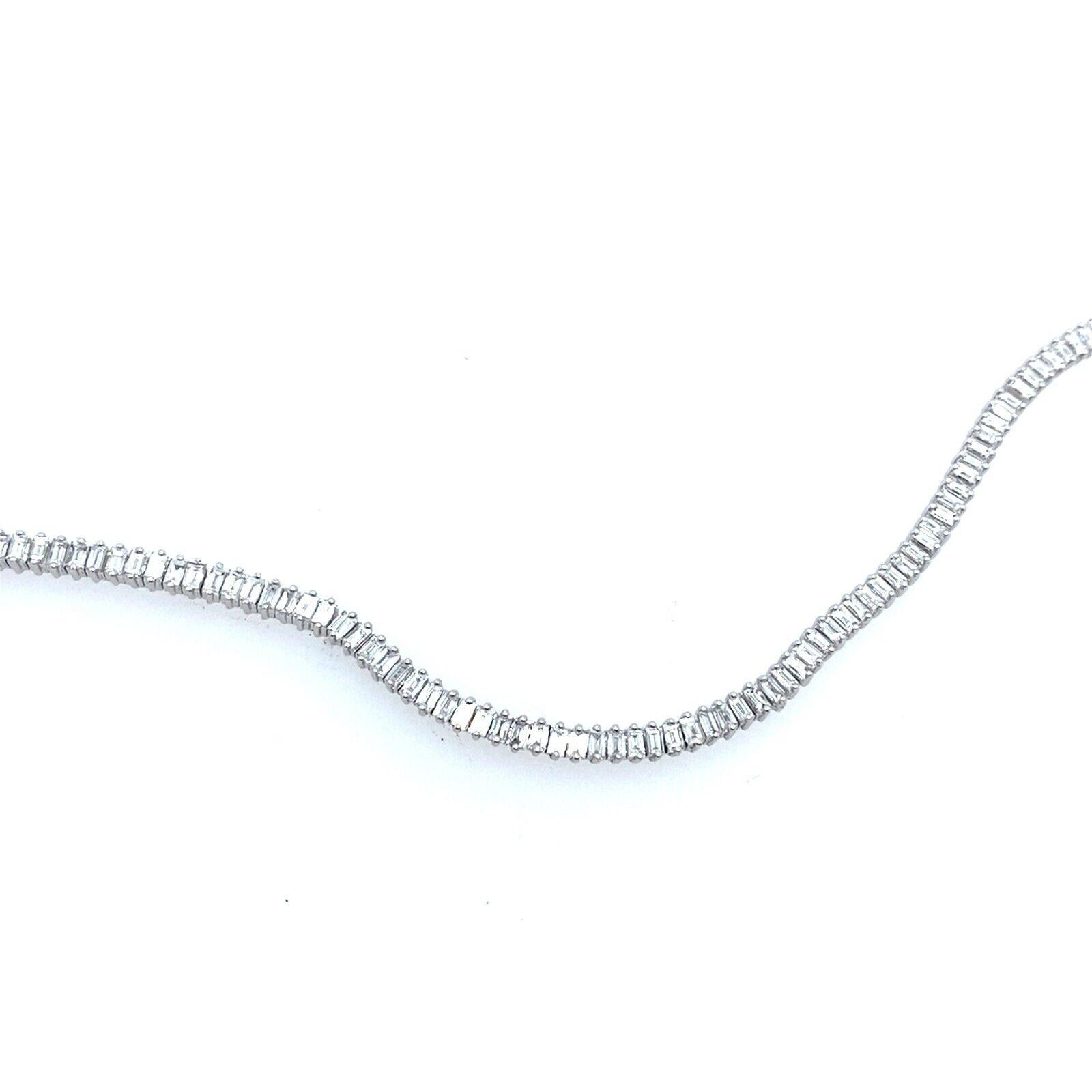 Baguette Cut Diamond Tennis Necklace Set with 4.40ct of Baguette Diamonds in 18ct White Gold For Sale