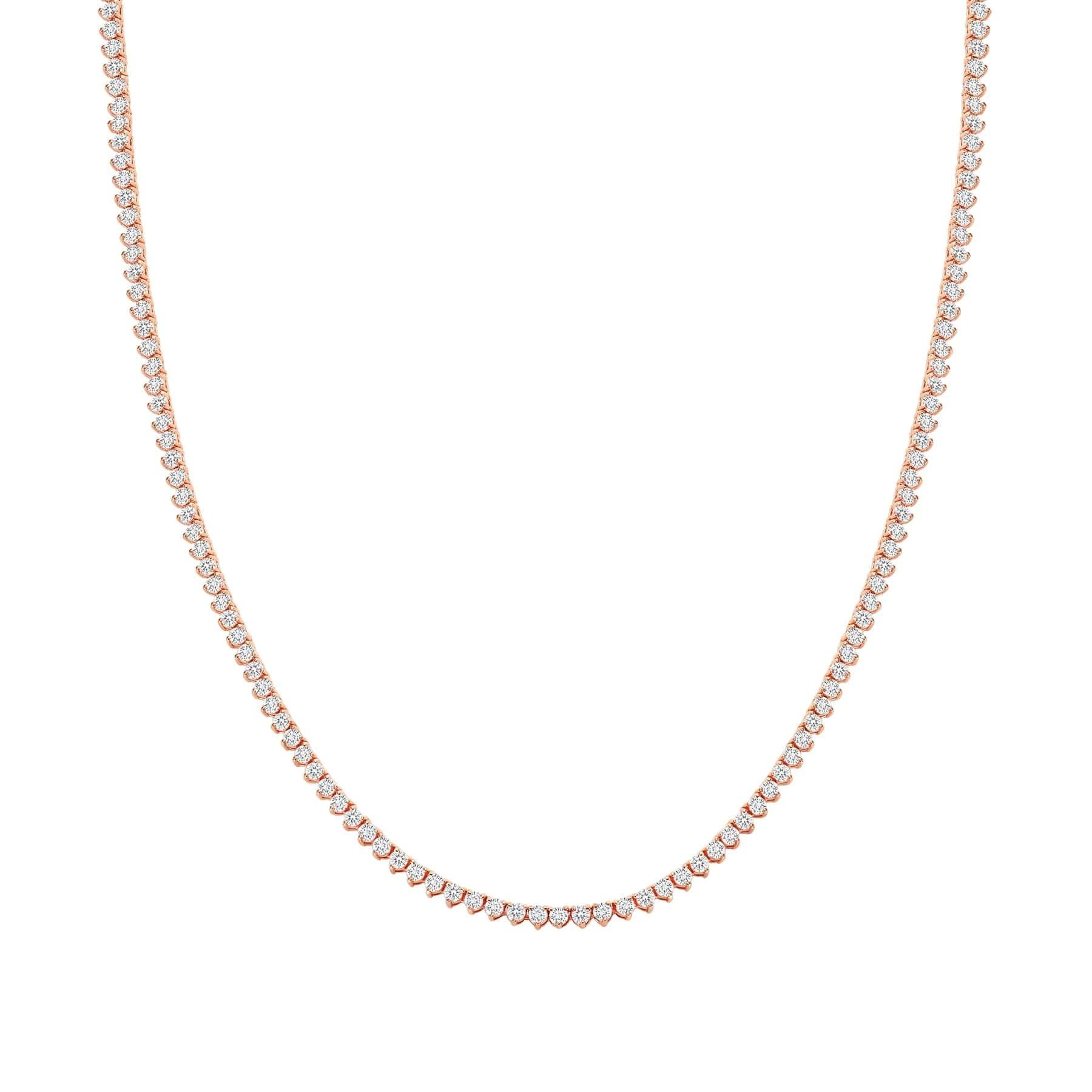 Modern Diamond Tennis Necklace - Three Prong For Sale