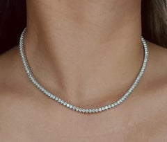 Three Prong Diamond 14K (or 18k upon request) Gold Tennis Necklace