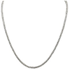 Diamond "Tennis" Necklace with 5.18 Carat in Diamonds Set in 14 Karat White Gold