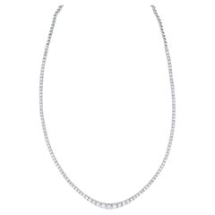 Diamond Tennis Riviere Necklace 4.35 Carats 18K Gold