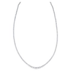 Diamond Tennis Riviere Necklace 4.35 Carats 18K Gold