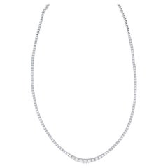 Diamond Tennis Riviere Necklace 4.35 Carats 18K Gold
