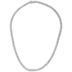 Diamond Tennis Two-Row  Necklace in 14 Karat White Gold 9.00 Carat