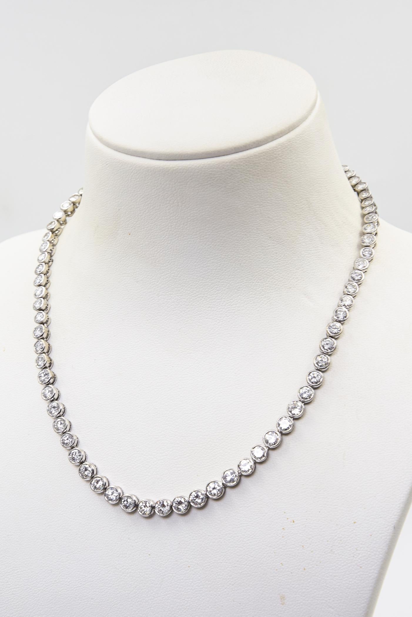 Diamond Tennis White Gold Necklace For Sale 7