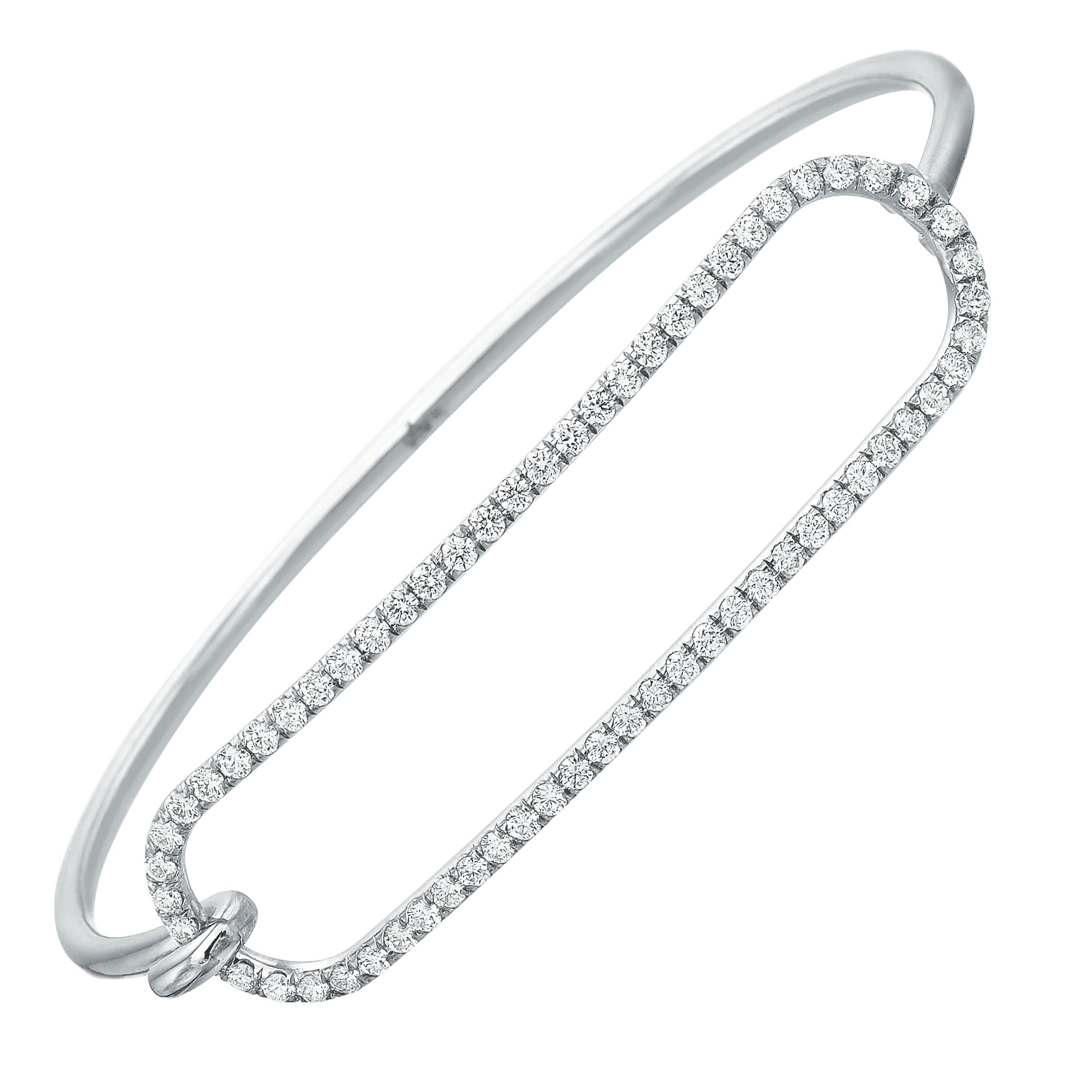 Diamond Tension Bracelet in 18 Karat White Gold For Sale