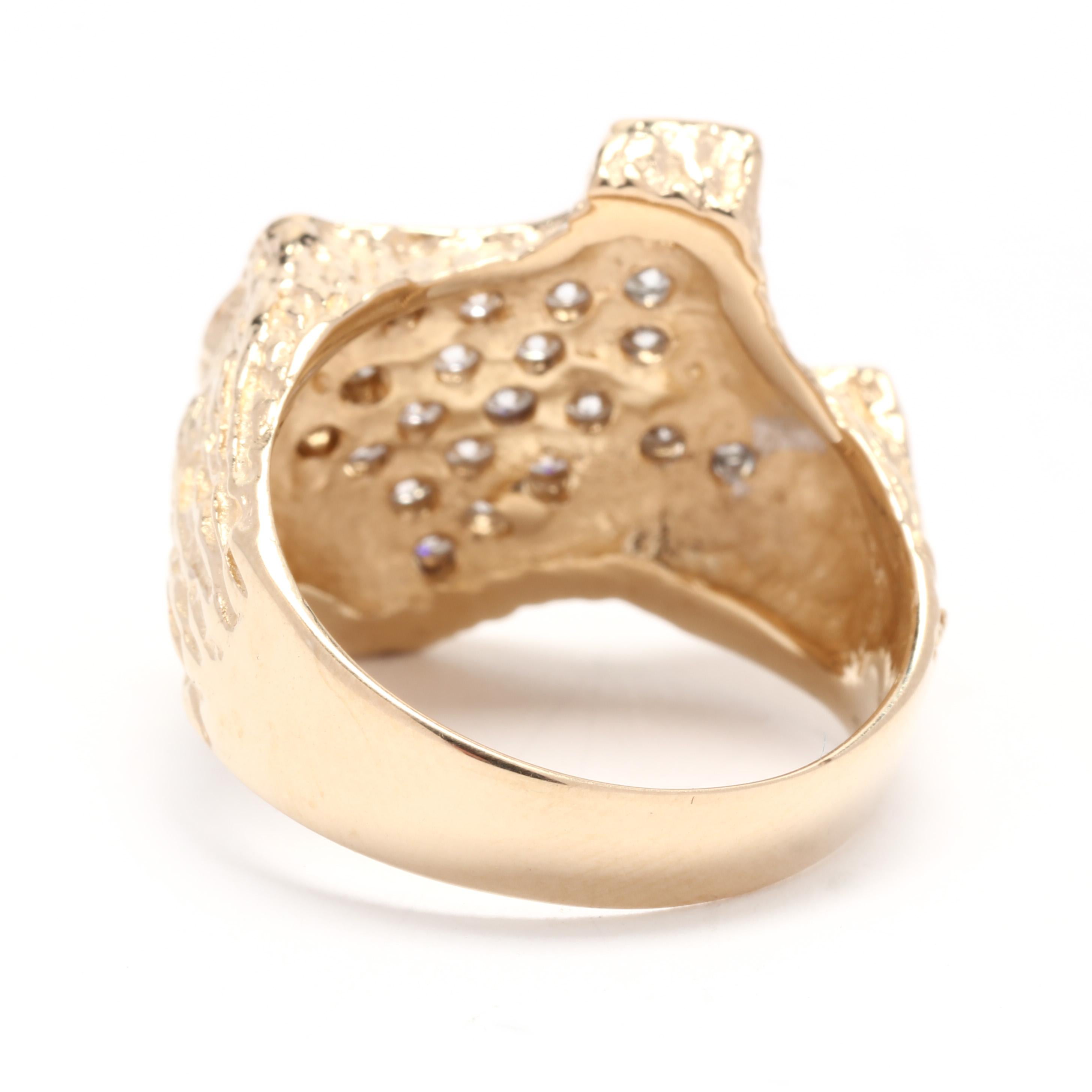 Diamant-Ring im Texas State-Stil, 14K Gelbgold, große Herren im Zustand „Gut“ in McLeansville, NC