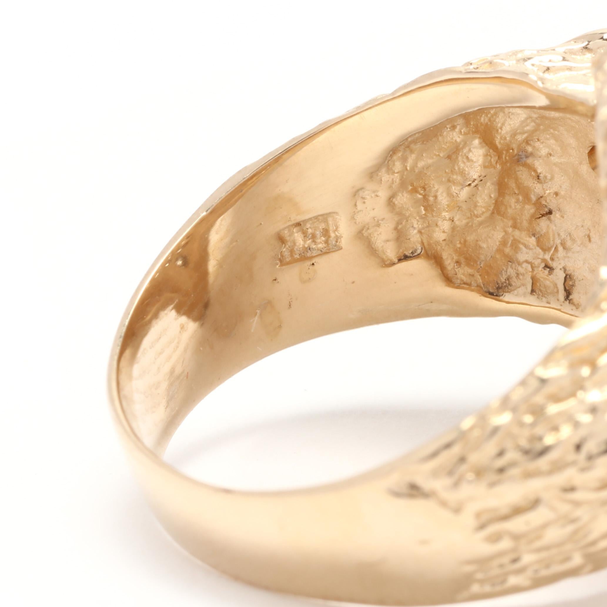 Diamant-Ring im Texas State-Stil, 14K Gelbgold, große Herren 1