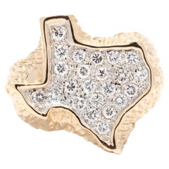 Diamond Texas State Ring, 14K Yellow Gold, Large Gent's