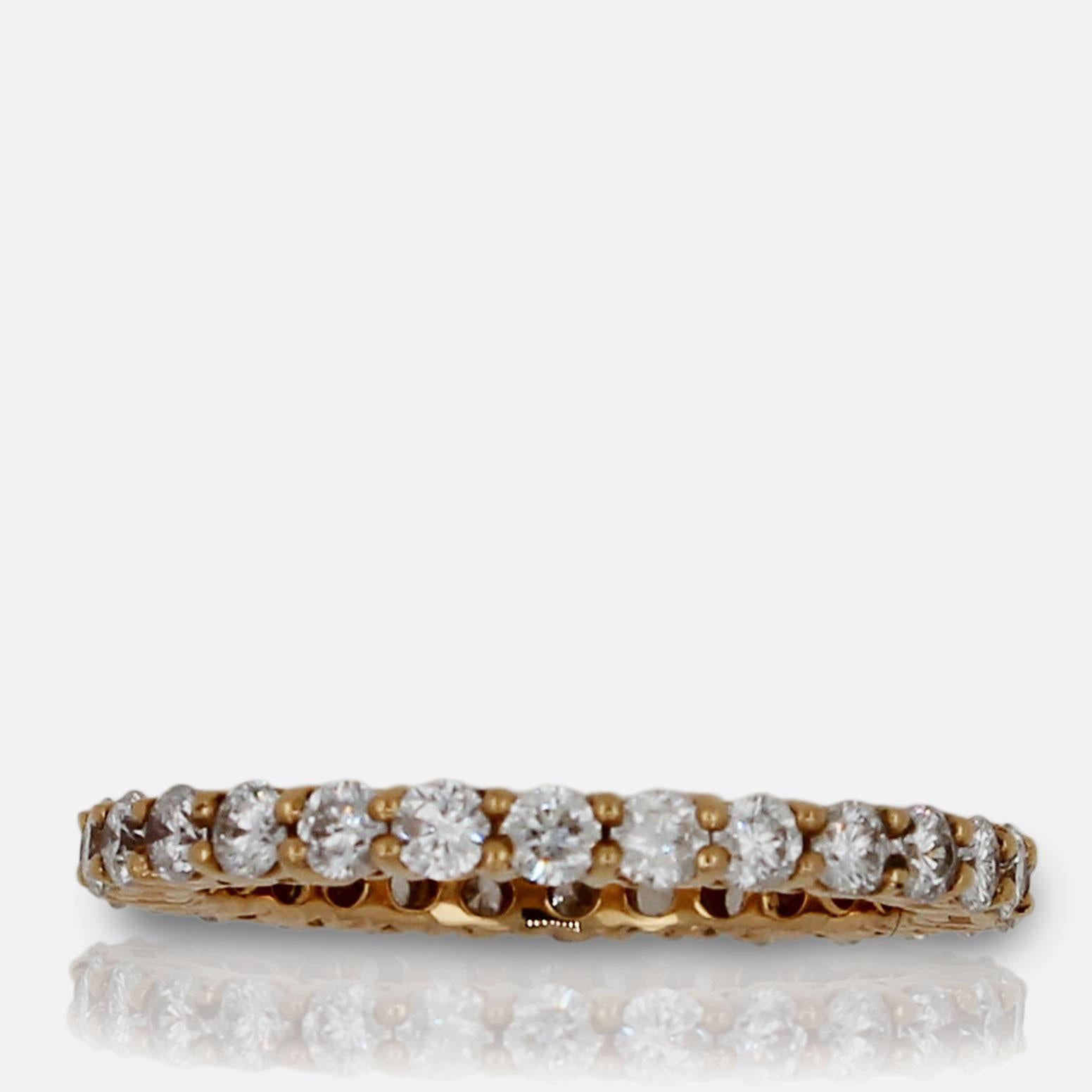 Taille ronde Anneau d'éternité empilable en or rose 18 carats avec diamants en vente