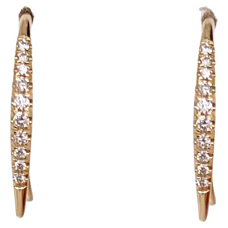 Diamond Threader Drop Earrings, Tapered Diamond Ear Climbers, 14K Yellow Gold For Sale
