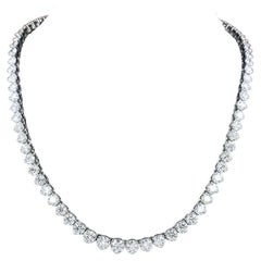 Diamond Three Claws 18 Carat White Gold Tennis Line Necklace