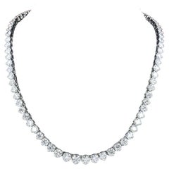 Collier ligne tennis à trois griffes en or blanc 18 carats et diamants, fabriqué en ITALIE