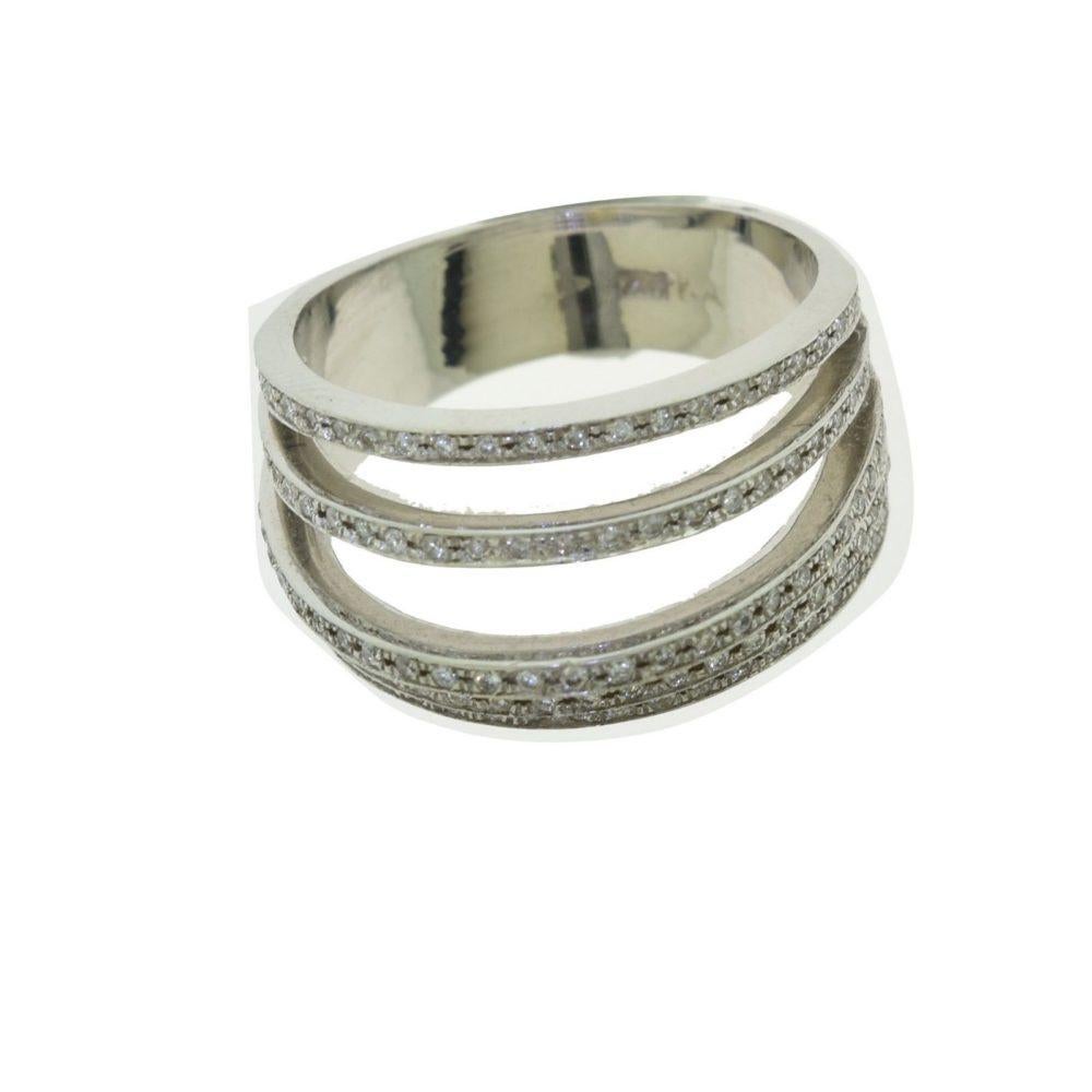 da uomo o donna Anello a fascia larga con diamante tridimensionale a più strati in vendita