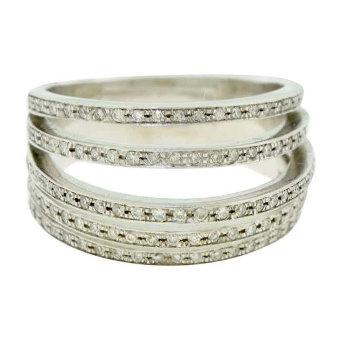 Diamond Three Dimensional Multi Layer Diamond Wide Band Ring For Sale ...