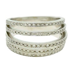 Diamond Three Dimensional Multi Layer Diamond Wide Band Ring