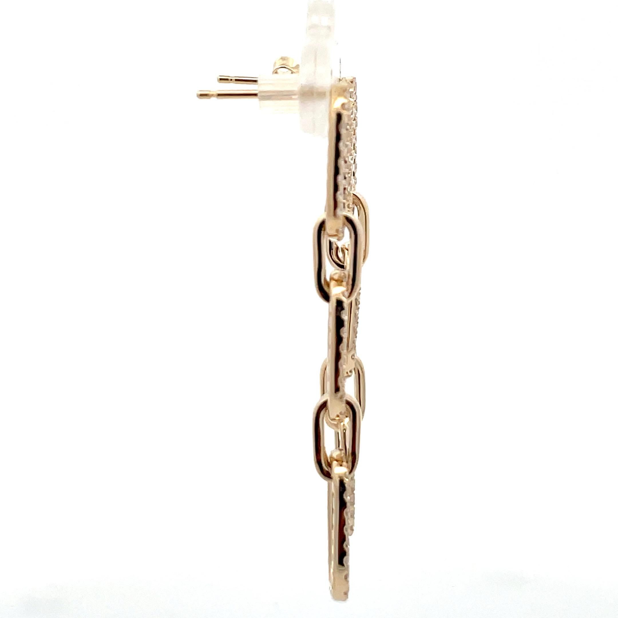 Diamant-Ohrringe mit drei Tropfen und Papierclip-Motiv 0,99 Karat 14 Karat Gelbgold (Zeitgenössisch) im Angebot
