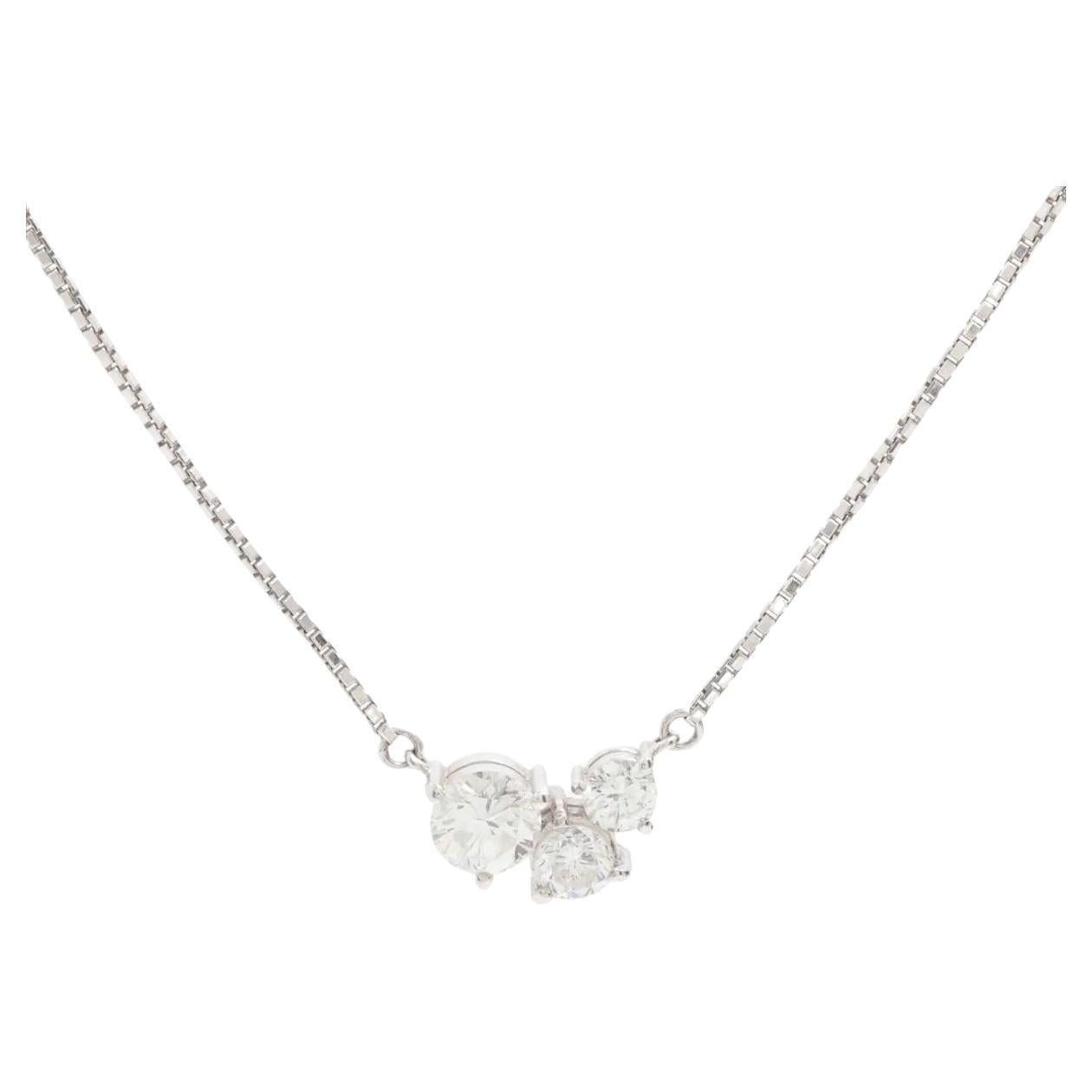 Diamant-Halskette mit drei Rundschliffen Platin