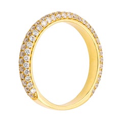 Diamond Three-Row Curved Yellow Gold Band