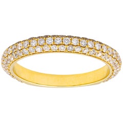 Diamond Three-Row Curved Yellow Gold Band