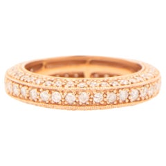 Diamond Three Row Eternity Band Ring 14K Rose Gold