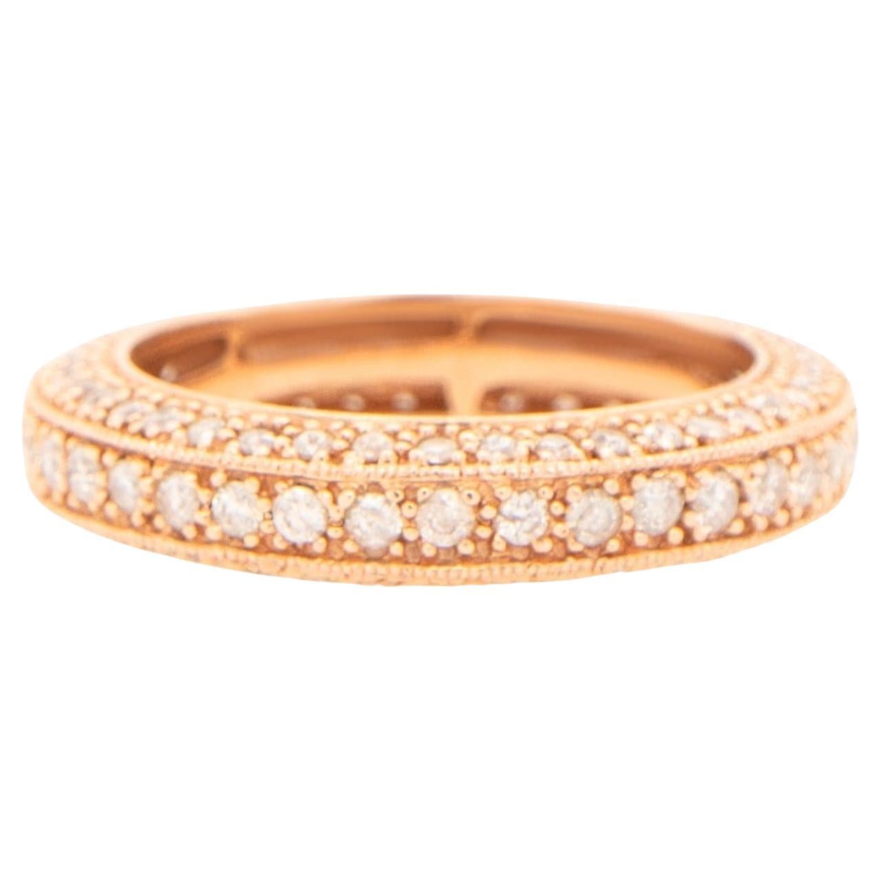Diamond Three Row Eternity Band Ring 14K Rose Gold