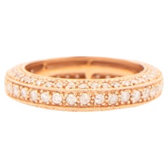 Diamond Three Row Eternity Band Ring 14K Rose Gold