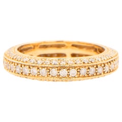 Diamond Three Row Eternity Band Ring 14K Yellow Gold