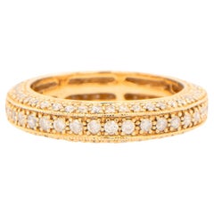 Diamond Three Row Eternity Band Ring 14K Yellow Gold