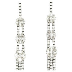 Diamond Three Row Riviere Cluster Necklace 17.50 Carats 18 Karat White Gold H-VS