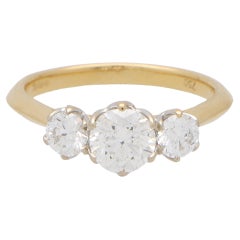 Diamond Three Stone Engagement Ring with Diamond Mount in 18k Yellow Gold