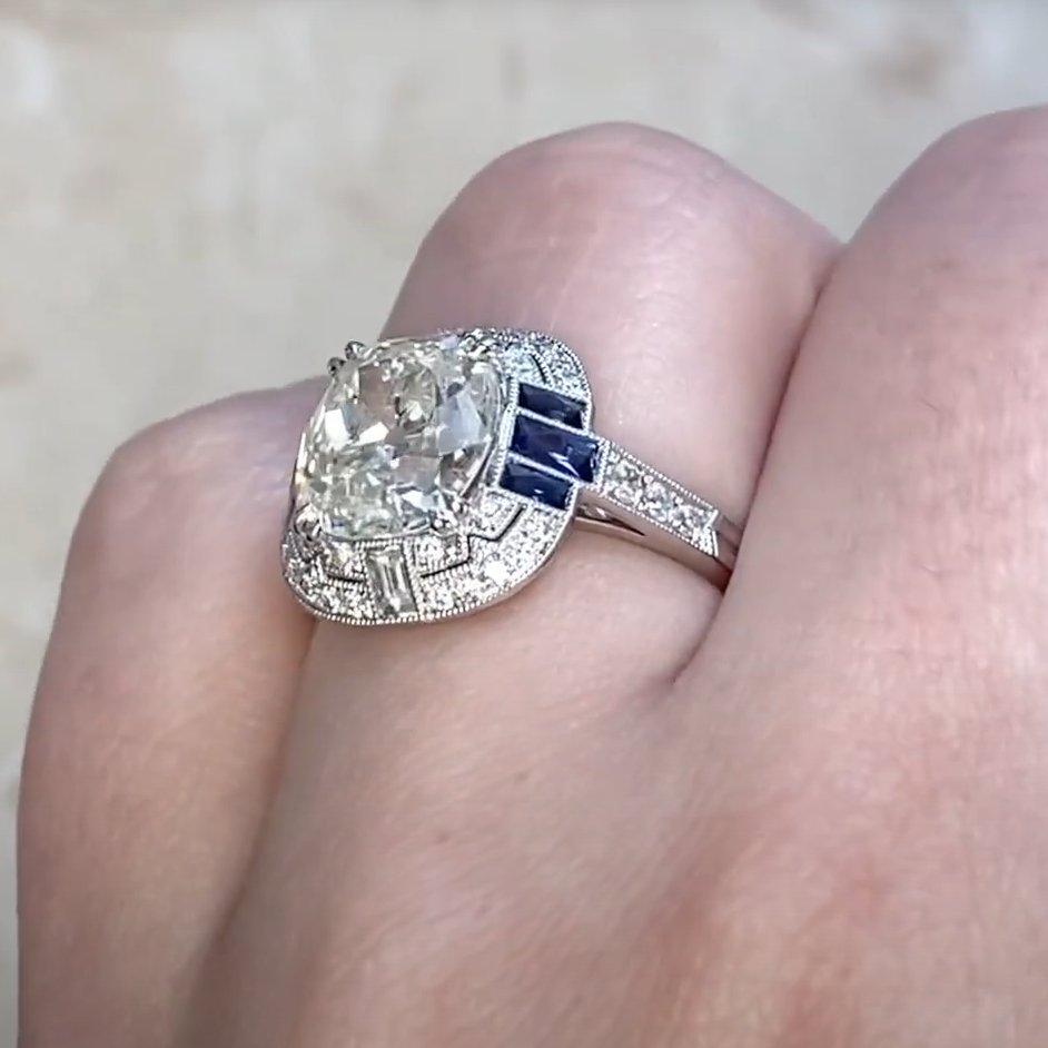 De las mujeres Anillo de compromiso con halo de tres diamantes (aprox. 3,30 quilates), platino en venta