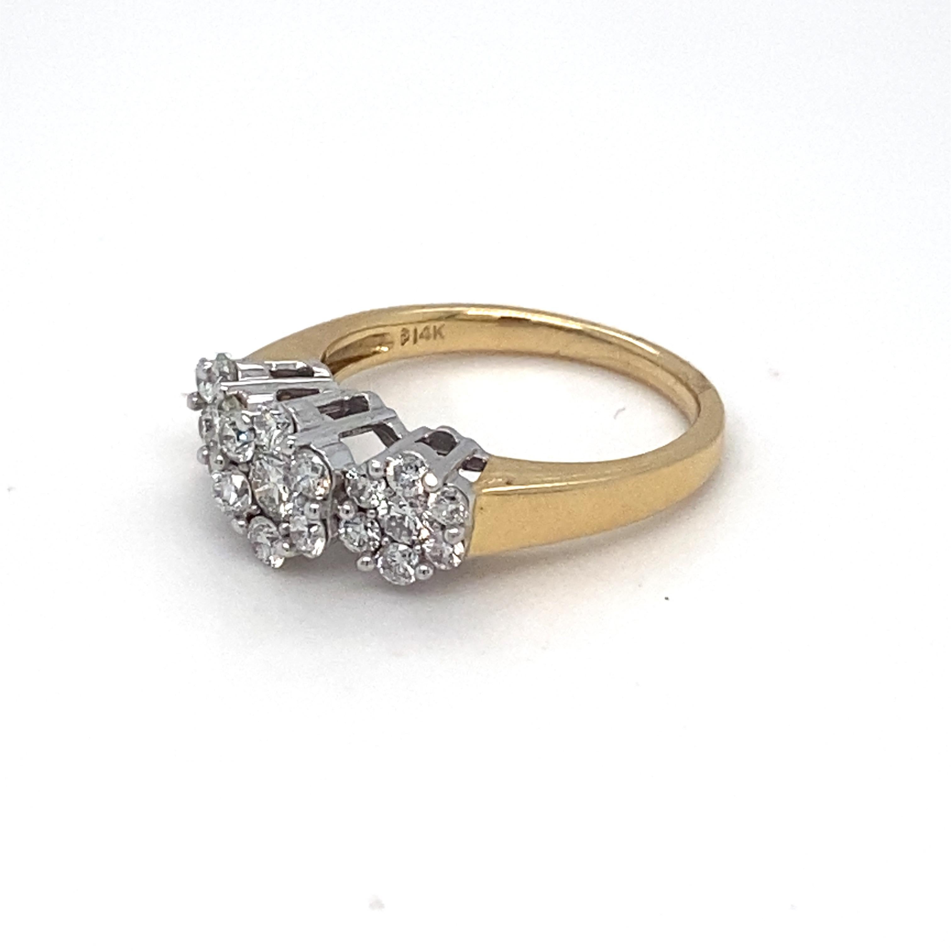 Anello con tre pietre di diamante a due toni in vendita 8