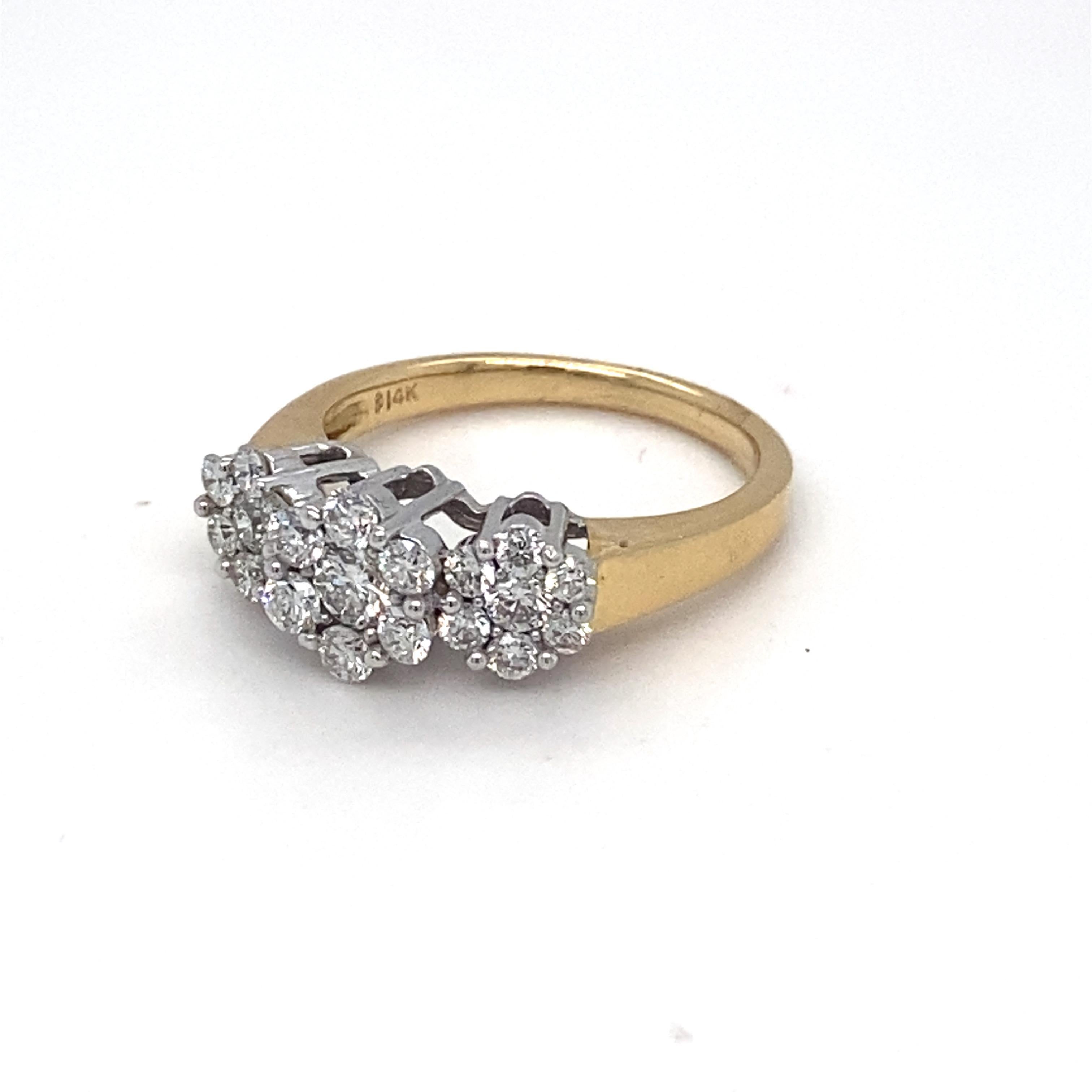 Anello con tre pietre di diamante a due toni in vendita 9