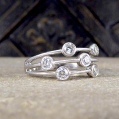 Diamond Three Strand Bubble Style Ring in 18ct White Gold
