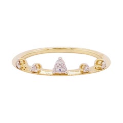 Bracelet diadème à la mode en or jaune 14 carats avec diamants ronds et motif couronne