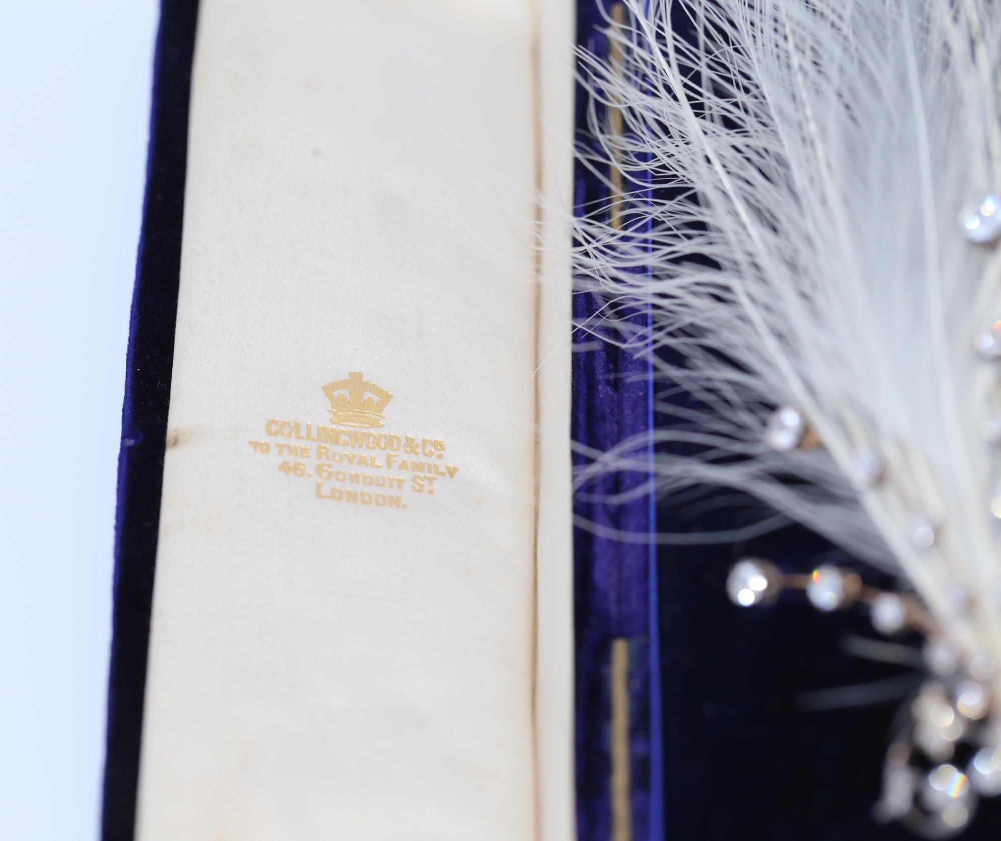 Women's Diamond Tiara Brooch Aigrette Comb Original Box Collingwood, 1900 For Sale
