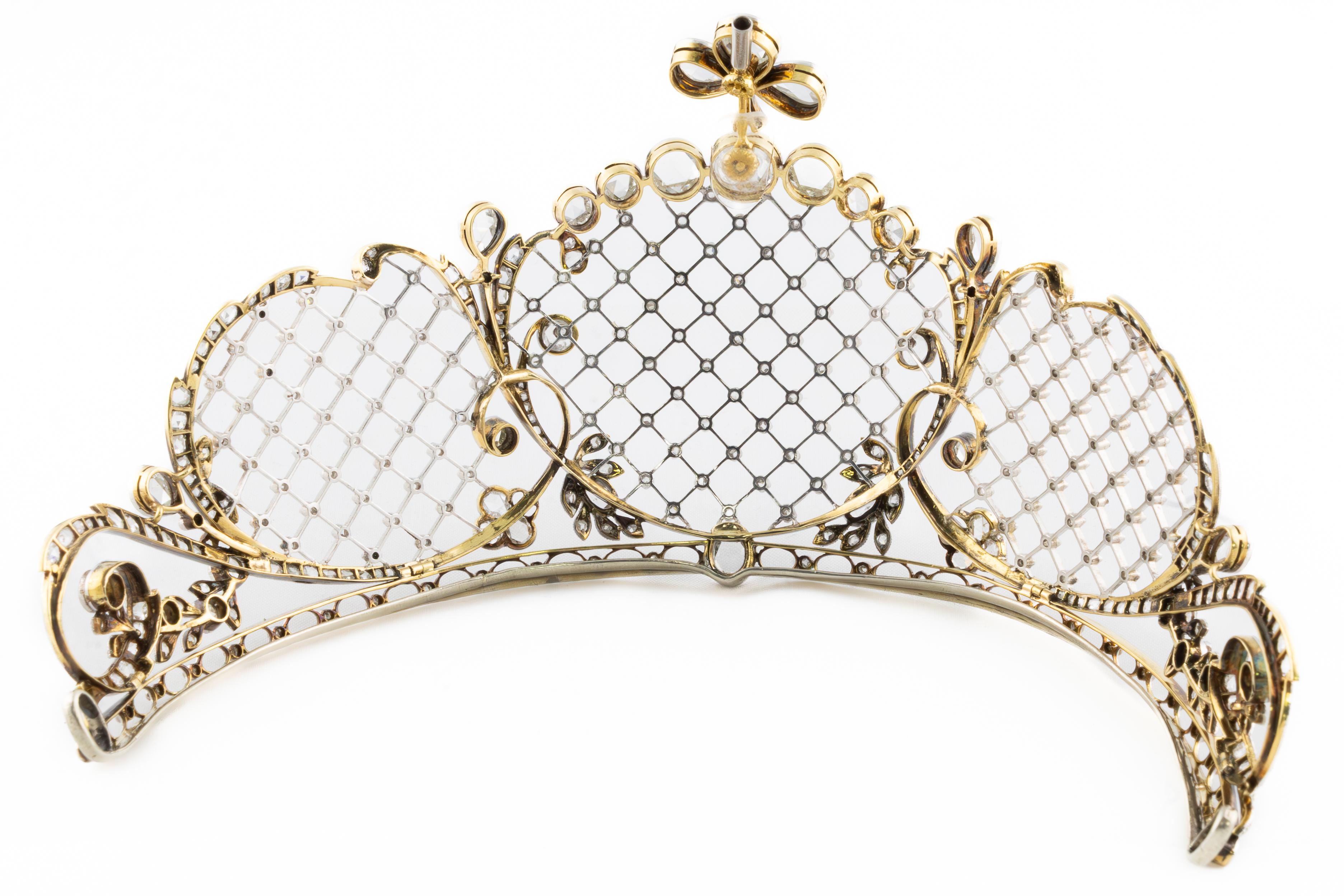 Tiara de diamantes de J.E. Caldwell Talla antigua en venta