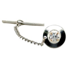 Diamond Tie Tack Pin 14K Yellow Gold Mined D-F VVS Ideal Cut Round Brilliant
