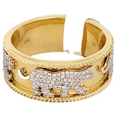 Diamond Tiger Ring  in 18K Yellow Gold Size 10.5