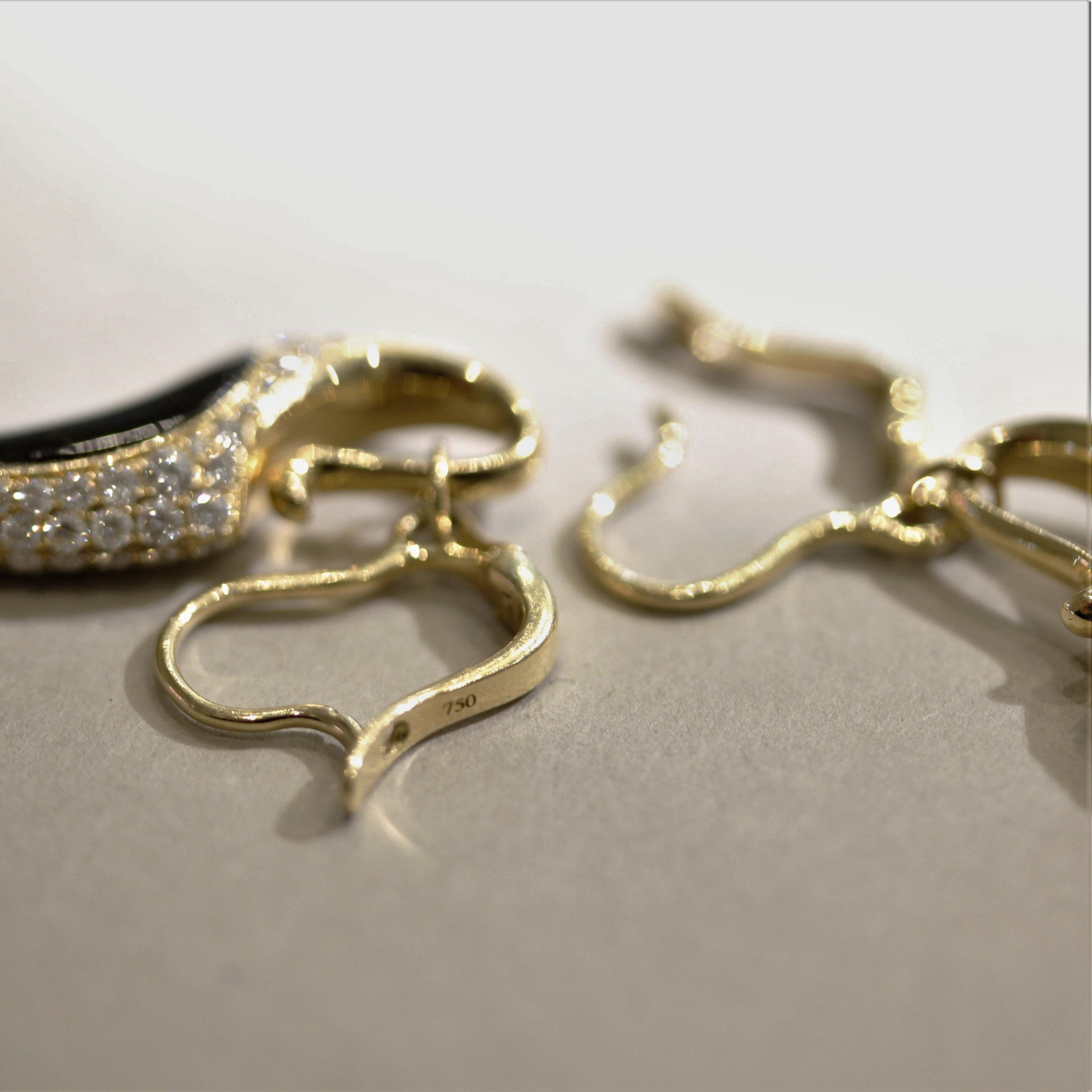 Women's Diamond Tiger’s Eye Gold Drop Earrings For Sale