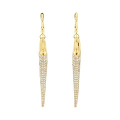 Boucles d'oreilles en goutte en or avec œil de tigre et diamant