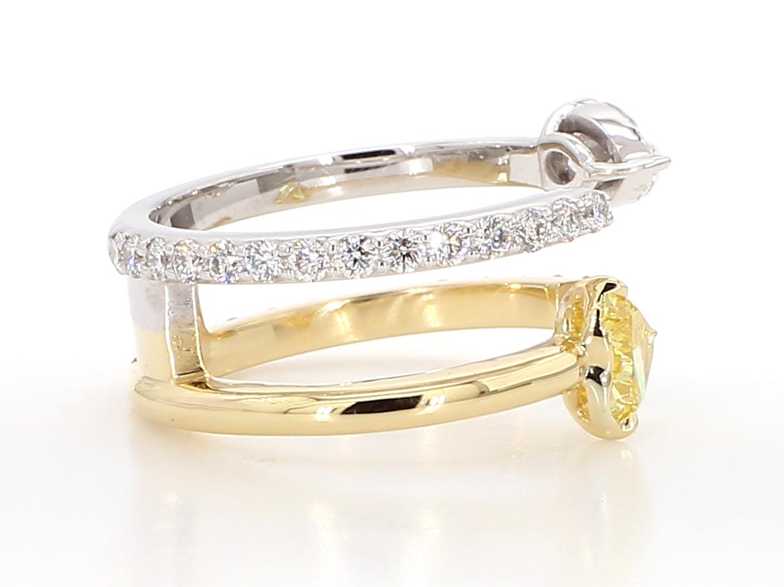 Heart Cut Diamond Toi et Moi Ring 1.43 Carat Fancy Vivid Yellow Diamond GIA Certified  For Sale