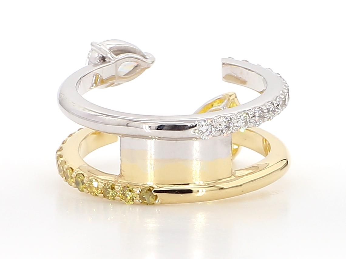 Women's or Men's Diamond Toi et Moi Ring 1.43 Carat Fancy Vivid Yellow Diamond GIA Certified  For Sale