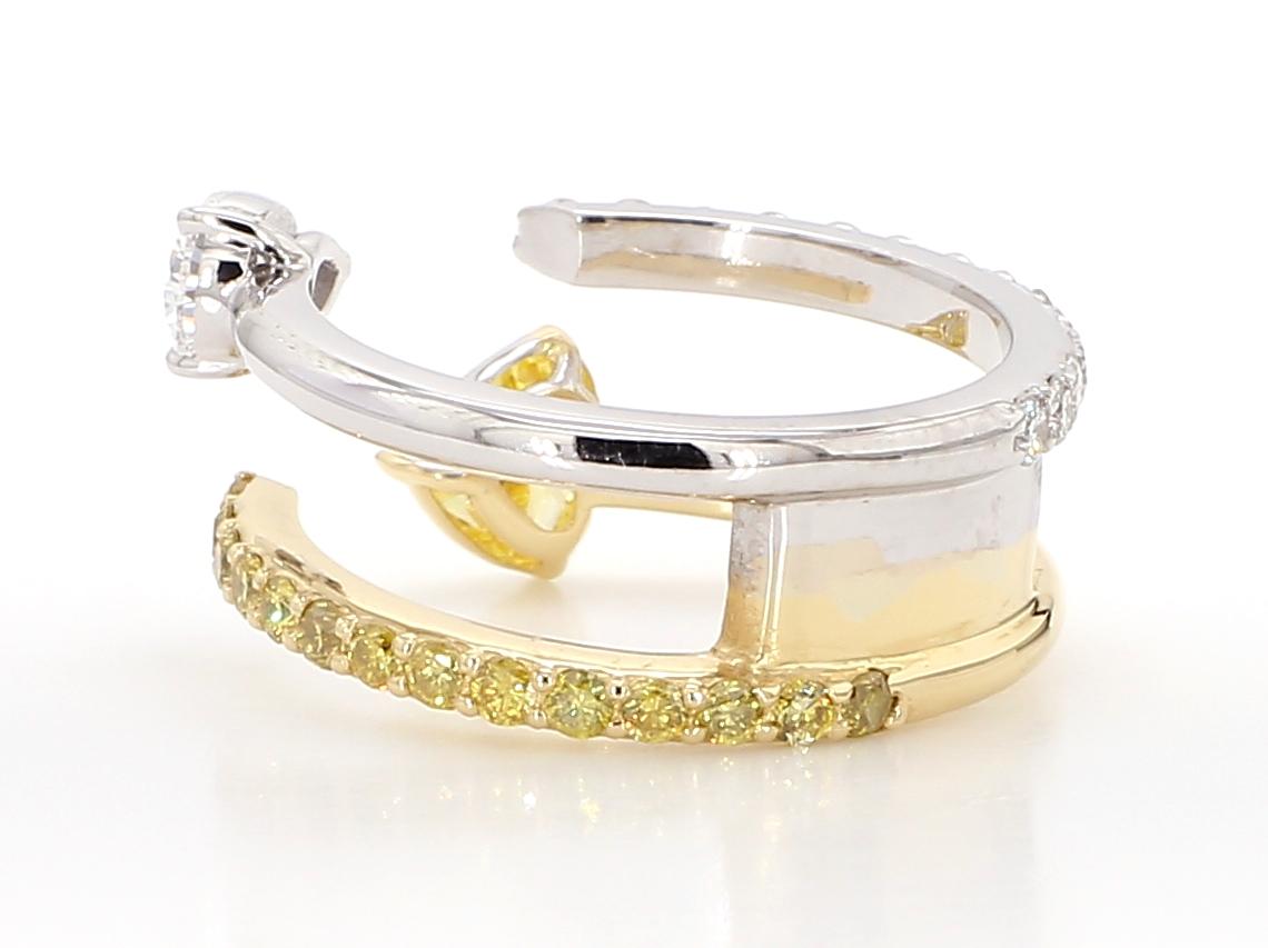 Diamond Toi et Moi Ring 1.43 Carat Fancy Vivid Yellow Diamond GIA Certified  For Sale 1