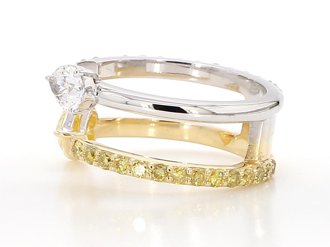 Diamond Toi et Moi Ring 1.43 Carat Fancy Vivid Yellow Diamond GIA Certified  For Sale 2