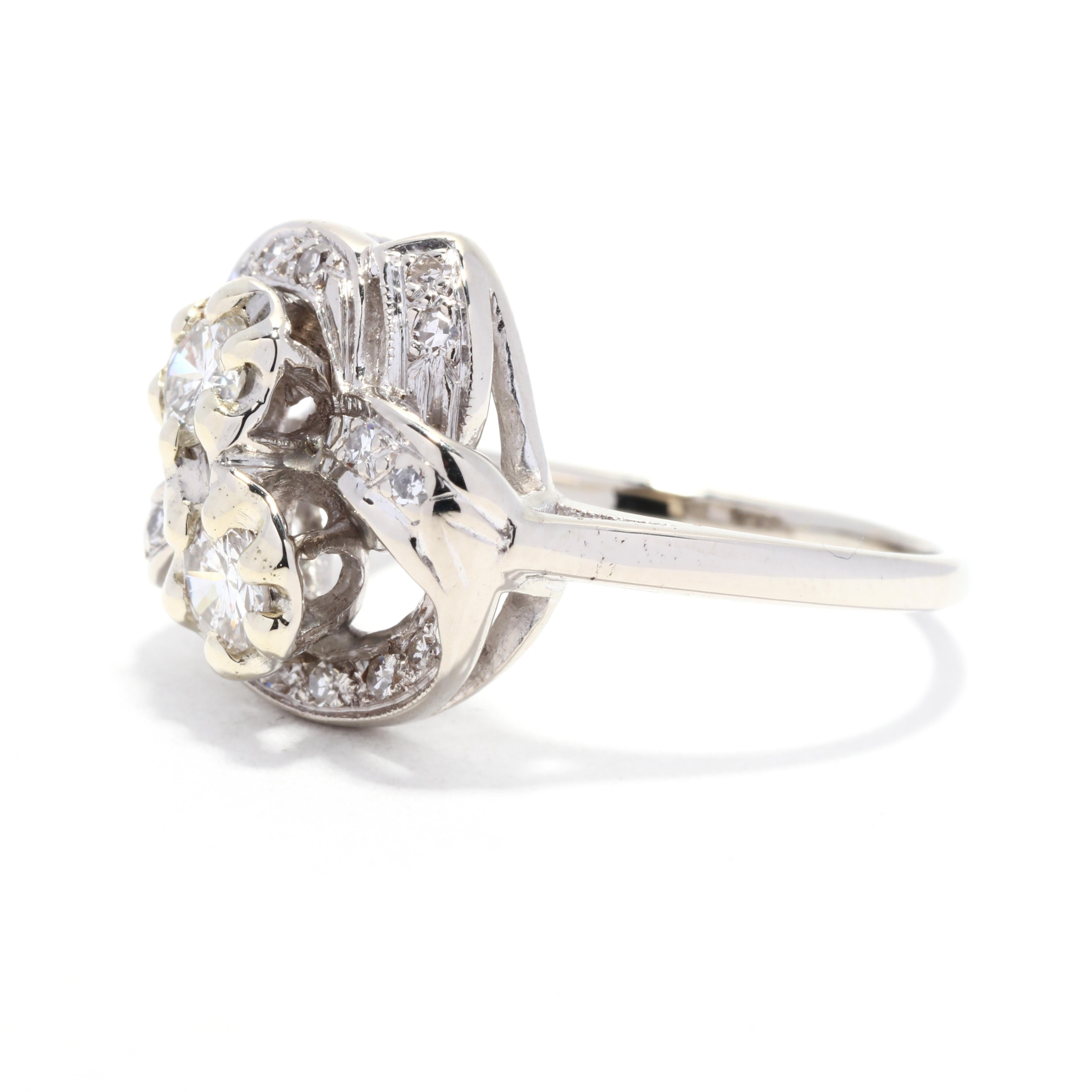 Bague Toi et Moi en diamant, or blanc 14K, bague, diamant Classic Bon état - En vente à McLeansville, NC