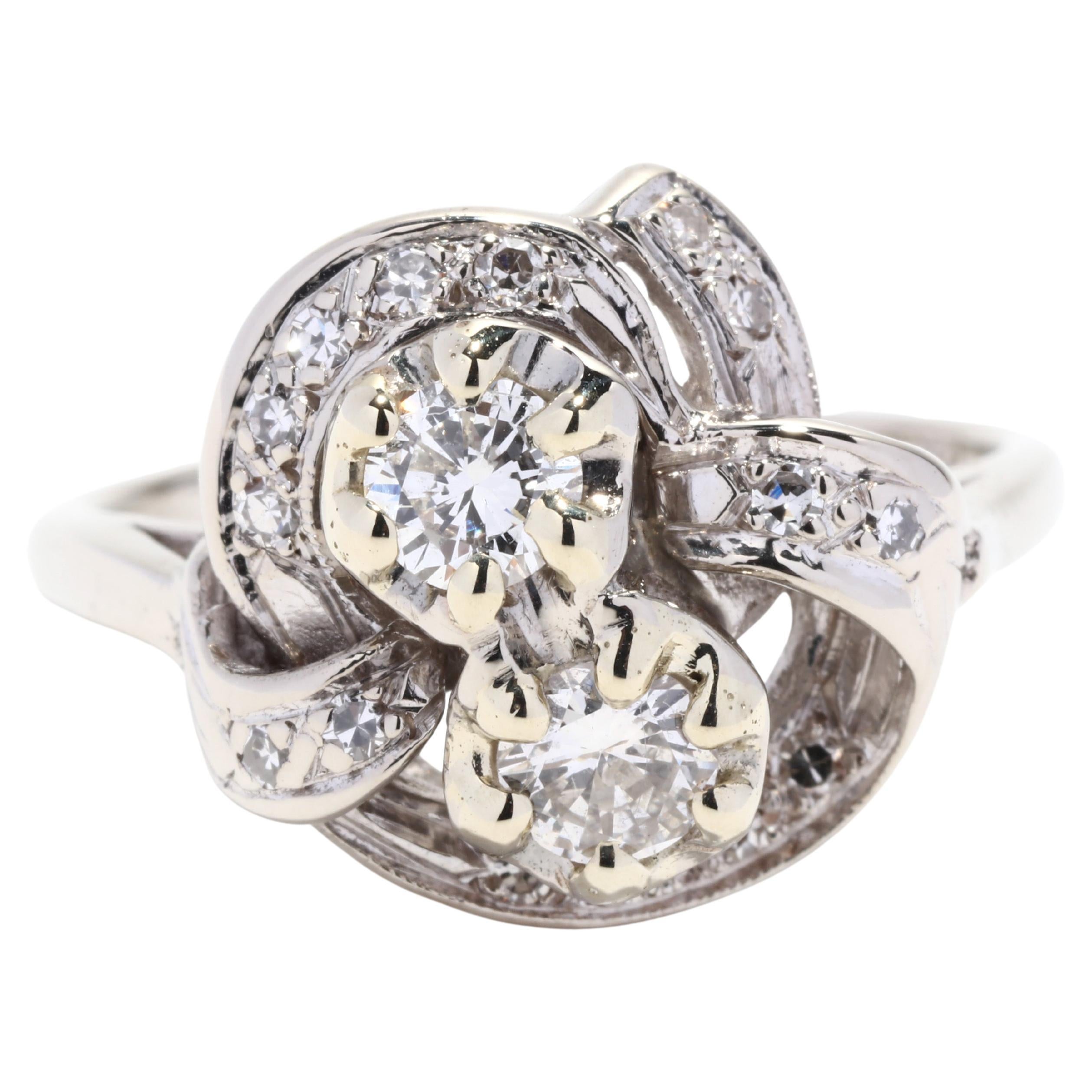 Diamond Toi et Moi Ring, 14K White Gold, Ring, Classic Diamond For Sale